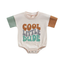 Load image into Gallery viewer, Infant Baby Boys Summer Bodysuit Short Sleeve Round Neck Cool Little Dude Print Jumpsuit Bubble Romper
