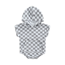 Load image into Gallery viewer, Checkered Baby Boy Girl Toddler Short Sleeve Hooded Plaid Romper
