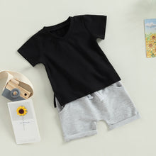 Load image into Gallery viewer, Toddler Baby Boys 2Pcs  Outfit Short Sleeve V Neck T-shirt Elastic Waist Shorts
