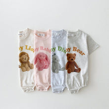 Load image into Gallery viewer, Infant Baby Boy Girl Romper Outfit Organic Cotton Bear Print T shirts Bubble Romper Clothing Bodysuit
