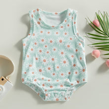 Load image into Gallery viewer, Infant Kid Girl Daisy Bodysuit Tank Crew Neck Floral Print Summer Short Jumpsuit Bubble Romper
