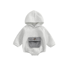 Load image into Gallery viewer, Infant Baby Girls Boys Hooded Romper Long Sleeve Fuzzy Pocket Bubble Romper
