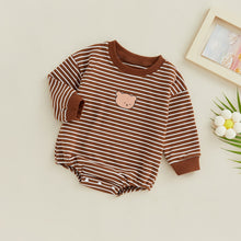 Load image into Gallery viewer, Infant Baby Boy Girl Casual Bodysuit Long Sleeve Striped Bear Printed Jumpsuit Bubble Romper
