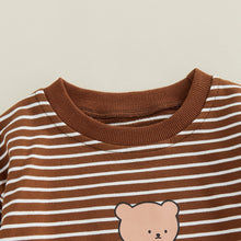 Load image into Gallery viewer, Infant Baby Boy Girl Casual Bodysuit Long Sleeve Striped Bear Printed Jumpsuit Bubble Romper
