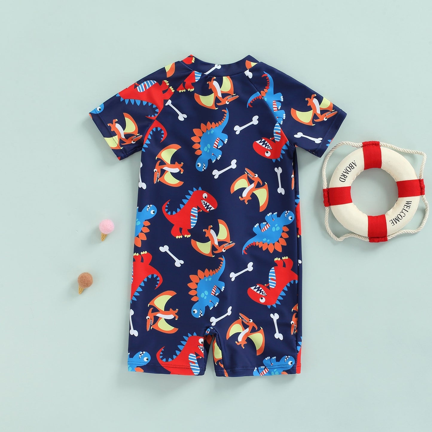 Toddler Baby Boy Girl Summer Swimwear Short Sleeve Zipper Romper Rash Guard Swim