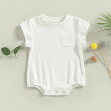 Load image into Gallery viewer, Baby Boy Girl Summer Bodysuit Casual Ribbed Tshirt Short Sleeve Round Neck Solid Bubble Romper
