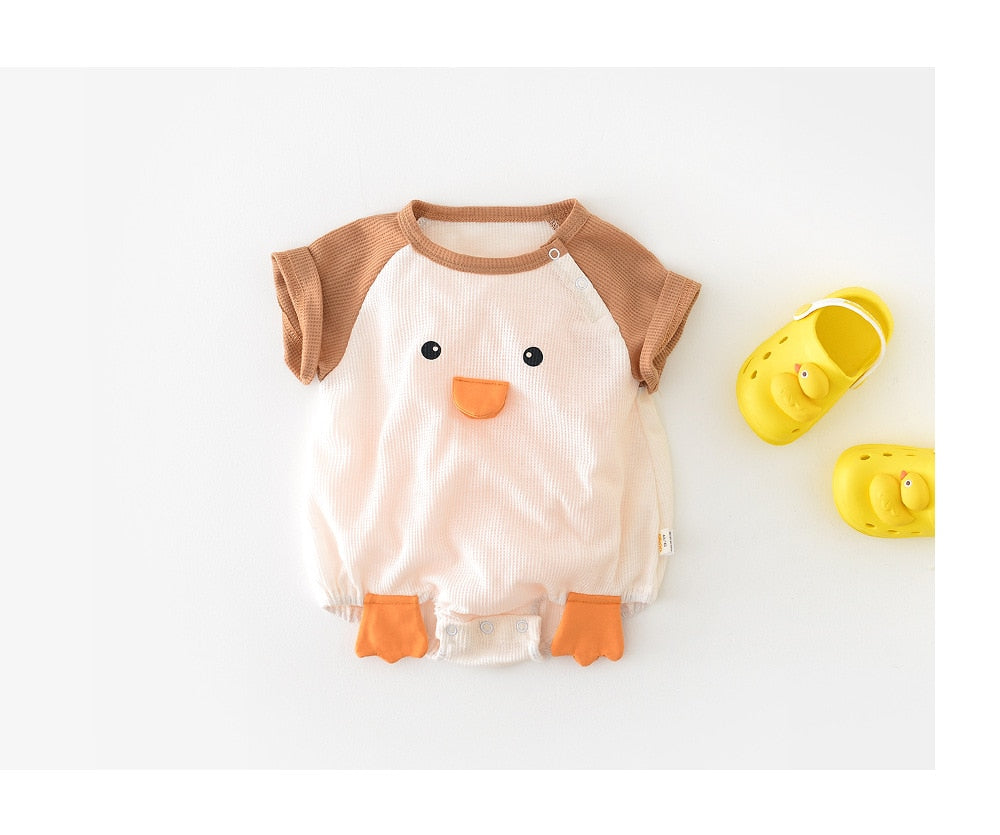 Duck At Darts With Dart' Organic Short-Sleeved Baby Bodysuit