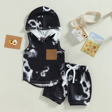 Load image into Gallery viewer, Toddler Baby Kids Boys 2Pcs Summer Tank Top Hooded Dye Print Tops with Matching Shorts Outfit

