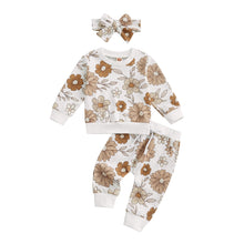Load image into Gallery viewer, Toddler Kid Baby Girl Long Sleeve Flower Print Pullover Pants and Headband Matching Outfit

