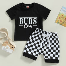 Load image into Gallery viewer, Toddler Baby Boys 2Pcs Outfit Bubs Club Short Sleeve T-Shirt Checkerboard Print Shorts Set
