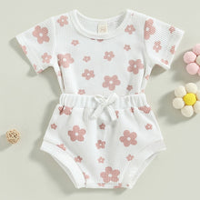 Load image into Gallery viewer, Infant Baby Girl 2Pcs Summer Outfits Short Sleeve Waffle Knit Floral T-shirt Shorts
