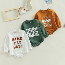 Load image into Gallery viewer, Infant Baby Boys Girls  Bodysuit Long Sleeve Crew Neck Game Day Baby Football Print Jumpsuit Bubble Romper
