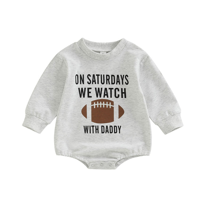 Infant Baby Girl Boy College Football Bodysuit On Saturdays We Watch Football With Daddy Jumpsuit Bubble Romper