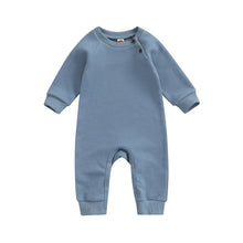 Load image into Gallery viewer, Infant Baby Boy Girl Jumpsuit Solid Color Waffle Long Sleeve Round Neck Snap Closure Romper
