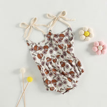 Load image into Gallery viewer, Infant Baby Girls Bodysuit Sling Romper Tie Tank Top Cattle Cow Head Floral Print Bubble Romper
