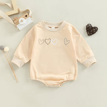Load image into Gallery viewer, Baby Girl Boy Infant Bodysuit Heart Print Crew Neck Long Jumpsuit Bubble Romper
