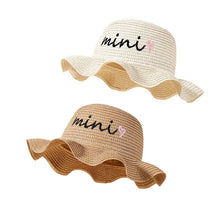 Load image into Gallery viewer, Baby Kids Girl Straw Hat Wide Brim Beach Sun Caps Summer Seaside Travel Outdoor Mini Print
