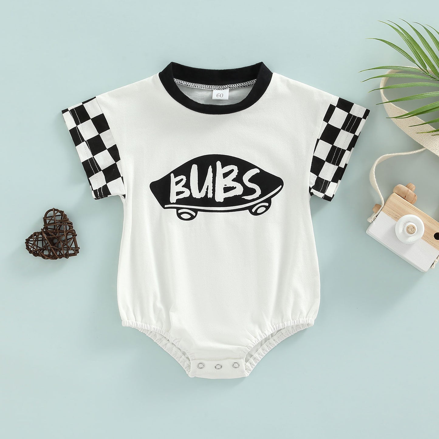 Bubs Checkered Infant Baby Girl Boy Plaid Short Sleeve Romper