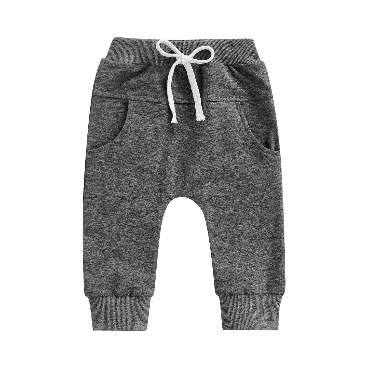 Boys Joggers Elastic Waist Adjustable Drawstring Solid Loose Fit Long Pants Baby and Toddler