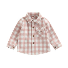 Load image into Gallery viewer, Checkered Toddler Baby Boy Long Sleeve Collar Plaid Button-Down Tops
