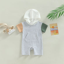 Load image into Gallery viewer, Baby Boy Girl Spring Summer Romper Short Sleeve Hooded Pocket Jumpsuit Shorts

