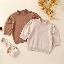 Load image into Gallery viewer, Toddler Kids Girls Knit Sweaters Long Puff Sleeve Round Neck Loose Pullover Tops Toddler Knitwear
