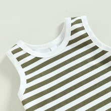 Load image into Gallery viewer, Toddler Girls Boys 2Pcs Striped Ribbed Tank Top Round Neck and Shorts Outfit
