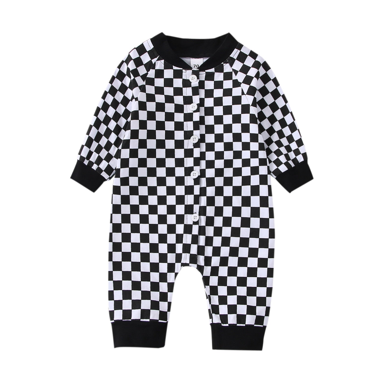 Baby Long Sleeve Checkered Romper