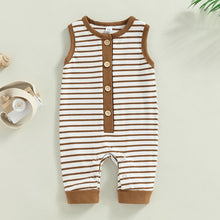Load image into Gallery viewer, Infant Baby Girls Boys Romper Stripe Tank Top Crew Neck Buttons Snap Closure Jumpsuits
