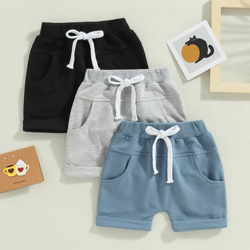 Toddler Baby Kids Boys 3Pcs Set Shorts Solid Colors