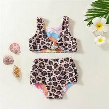 Load image into Gallery viewer, Baby Toddler Kids Girl 2pcs Reversible Swimsuits Summer Rainbow Leopard Print Tank Top and High Waist Bottom

