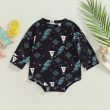 Load image into Gallery viewer, Infant Baby Boy Girl Ribbed Bodysuit Long Sleeve Crew Neck Cow Bull Head Skull Western Style Print Bubble Romper

