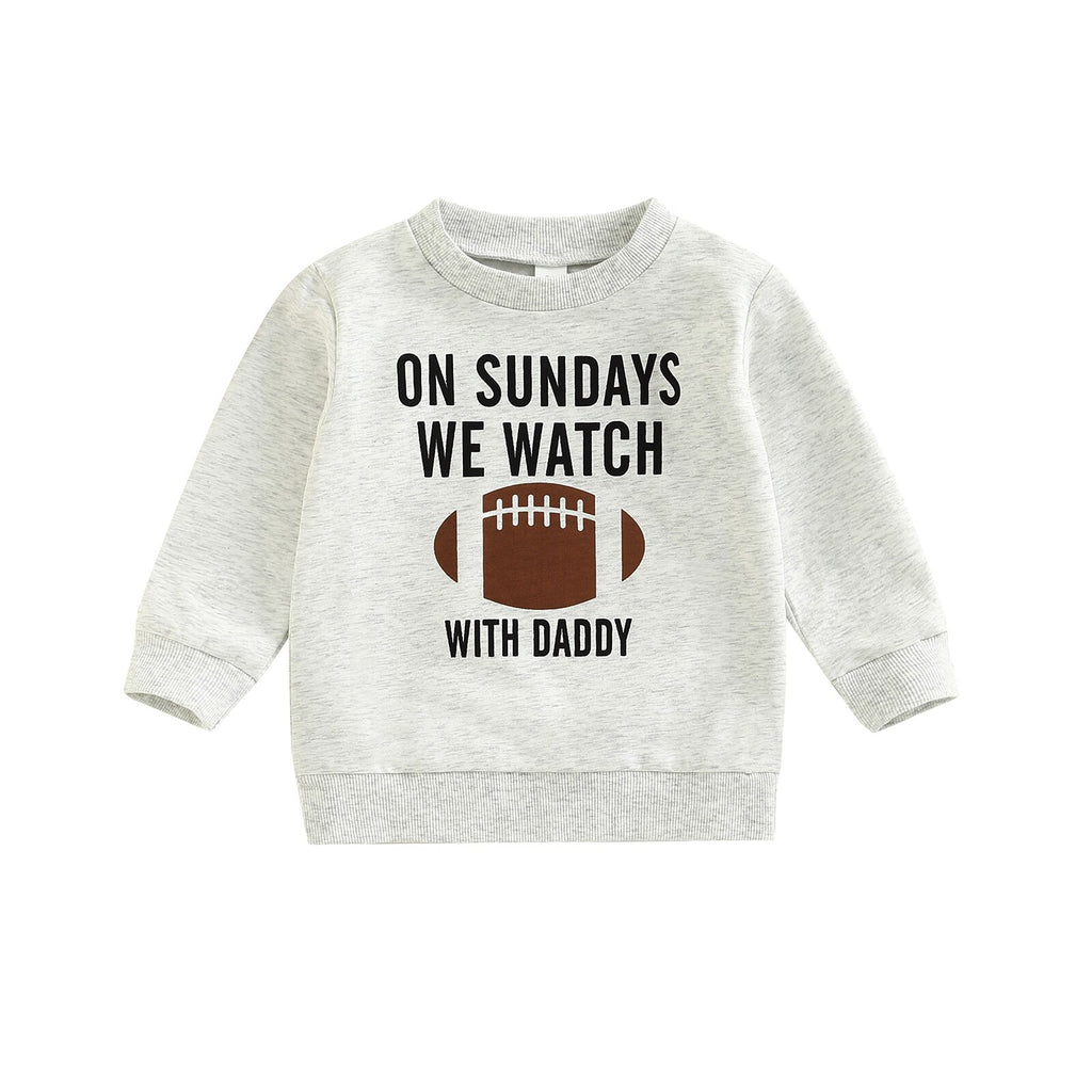 Baby Toddler Kids Girl Boy Football Season Daddy Mommy Sunday Football Print Pullover Tops