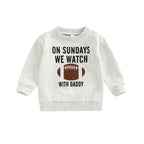 Baby Toddler Kids Girl Boy Football Season Daddy Mommy Sunday Football Print Pullover Tops