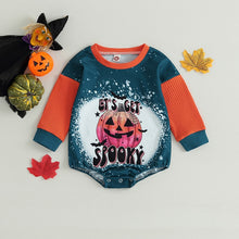 Load image into Gallery viewer, Baby Girl Boy Halloween Bodysuit Lets Get Spooky Pumpkin Print Long Sleeve Romper Jumpsuit
