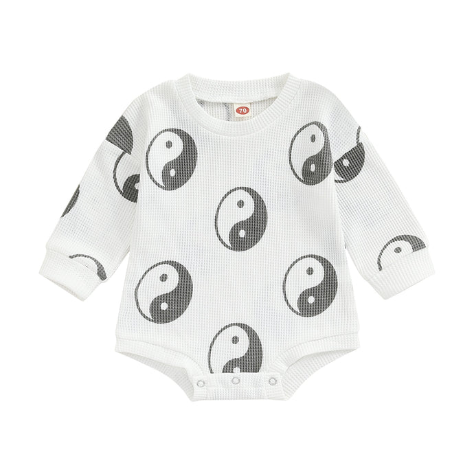 Infant Baby Boy Girl Ying Yang Print Long Sleeve Bubble Romper