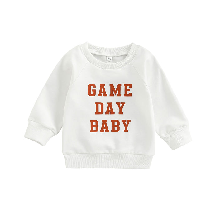 0-3Years Infant Baby Boy Girl Casual Pullovers Long Sleeve Game Day Football Hockey Print Ribbed Cuffs Sweatshirt Top