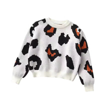 Load image into Gallery viewer, Toddler Girl Boy Fall Sweater Leopard Print Knit Crew Neck Long Sleeve Knitwear Top

