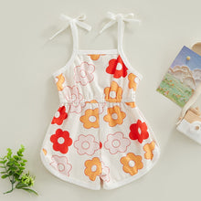 Load image into Gallery viewer, Toddler Baby Girl Summer Jumpsuit Flower Print Tie Up Shorts Romper

