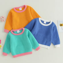 Load image into Gallery viewer, Baby Toddler Girls Boys Autumn Knit Sweater Long Sleeve Crewneck Contrast Color Knitwear Pullover Tops
