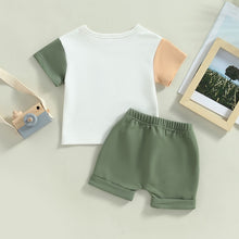 Load image into Gallery viewer, Toddler Baby Boy 2Pcs Summer Outfits Short Sleeve Color Block T-Shirt Pocket Shorts Set
