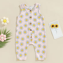 Load image into Gallery viewer, Infant Baby Girls Romper Floral Print Tank Top Button-Down Full Length Jumpsuits Romper
