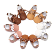 Load image into Gallery viewer, Baby Boy Girl Infants Soft-Soled Leather First Walker Anti-Slip Lace-up Retro Shoe
