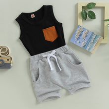 Load image into Gallery viewer, Toddler Baby Kid Boys 2Pcs Tank Top Chest Pocket and Drawstring Short Outfit
