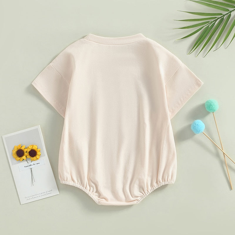 Infant Baby Boy Girl Bodysuit Casual Short Sleeve Babe Printed Jumpsuit Bubble Romper