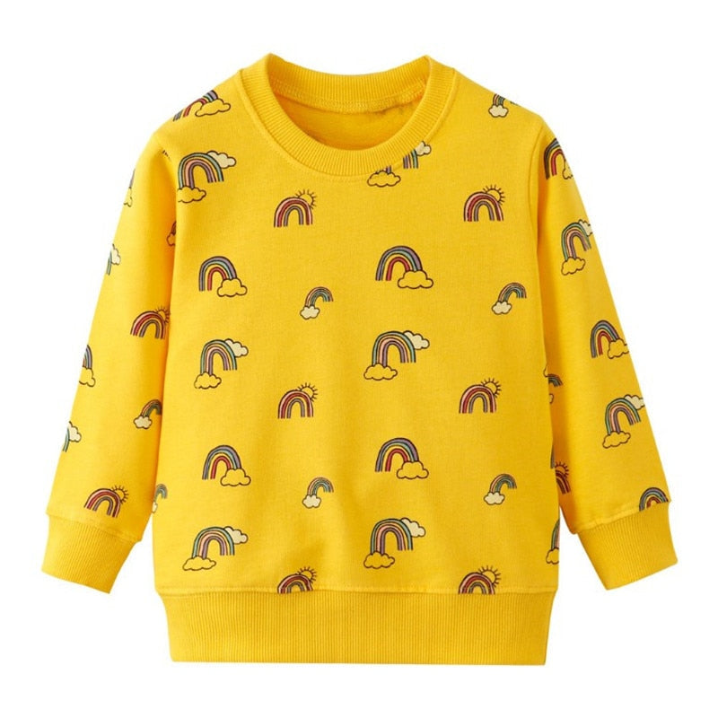 2-7Y Toddler Kids Sweatshirts Clothes Autumn Tops Rainbow Panda Car Pineapple Styles