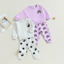 Load image into Gallery viewer, Toddler Baby Boy Girl 2Pcs Fall Clothes Ying Yang Rainbow Print Long Sleeve Crewneck Tops Pants Outfit
