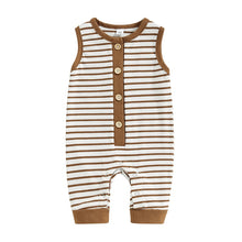 Load image into Gallery viewer, Infant Baby Girls Boys Romper Stripe Tank Top Crew Neck Buttons Snap Closure Jumpsuits
