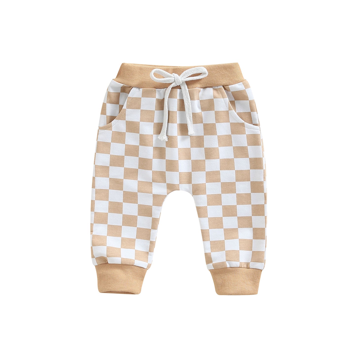 Toddler Baby Boy Girl Casual Pants Plaid Drawstring Checkered Sweatpants Joggers