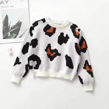 Load image into Gallery viewer, Toddler Girl Boy Fall Sweater Leopard Print Knit Crew Neck Long Sleeve Knitwear Top
